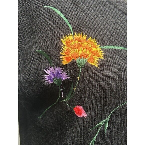 Bonnie Lee LeRoy Size Small Black Floral Embroidered Sweater Vest Cardigan Goth - Picture 10 of 10